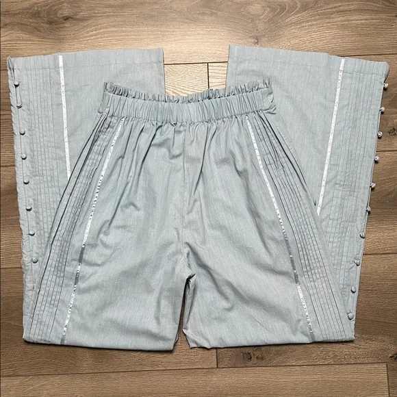 Free People × Nigel Preston Wide Flare Trousers High Rise Light Blue Size XS - Picture 7 of 15